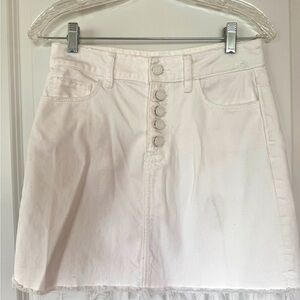 PAIGE White Button-Front High-Waister Mini Skirt